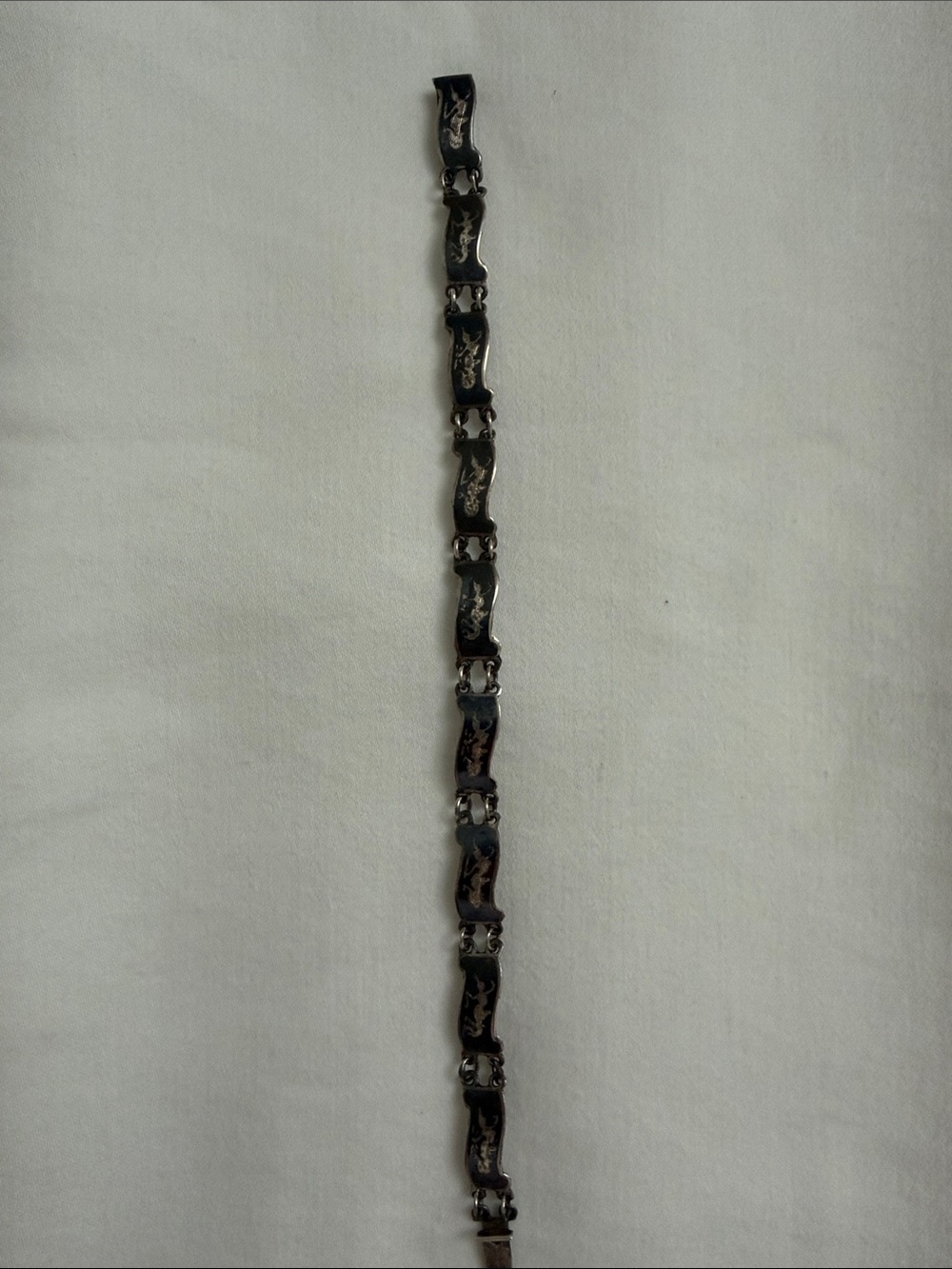 Siam Sterling Silver dancer black enamel Link Bracelet